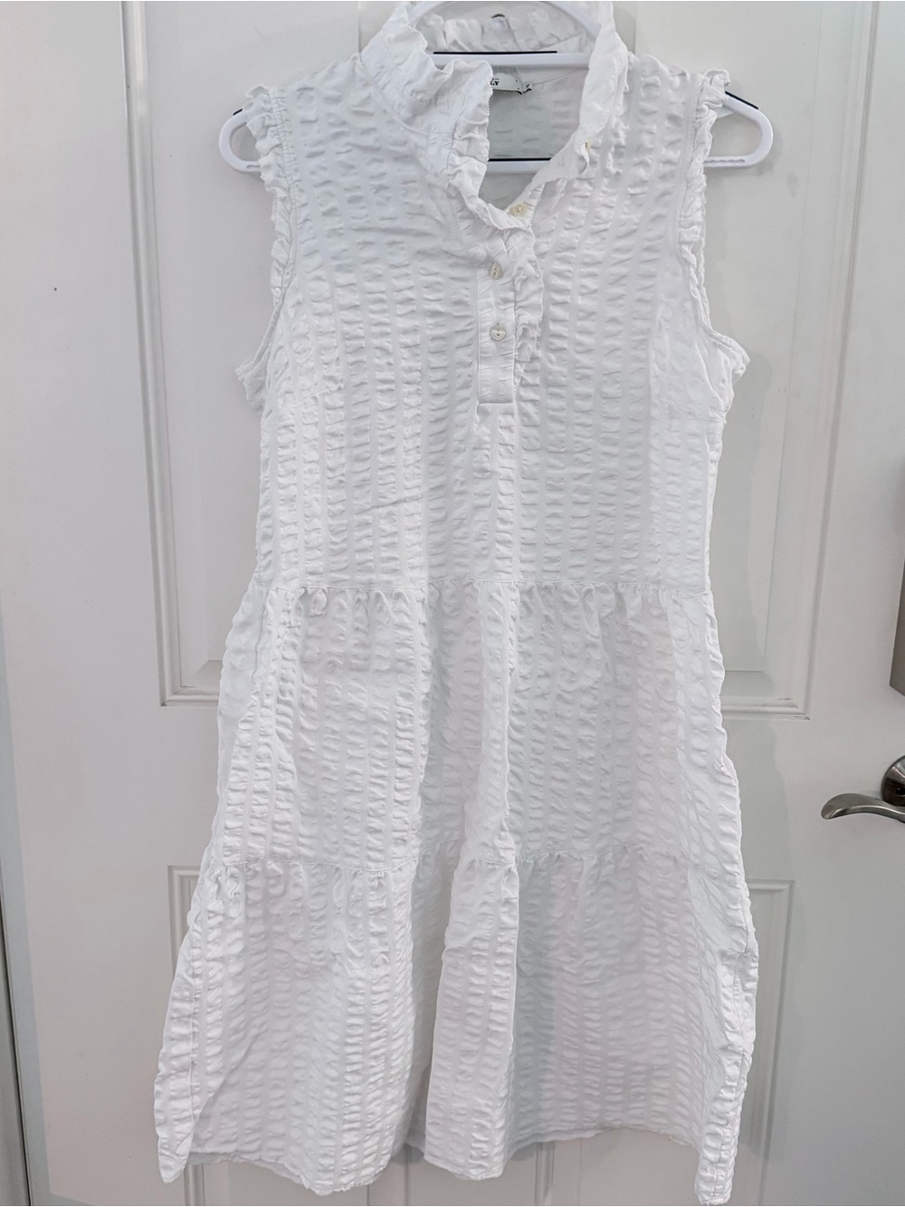 0039 Italy Pompea Dress XS | White Ruffle Shirt Dress
